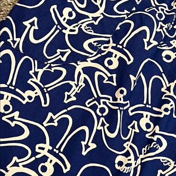 Lilly Pulitzer Blue Anchor Skirt Small Elastic Waist Pockets Coastal Nautical - Picture 5 of 16